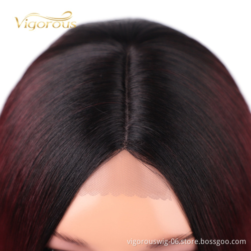 Hot Sale African Fiber Lace Bob Short Machine Made High Quality Ombre Black Bug Short Synthetic Hair Wigs